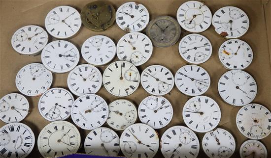 Thirty two assorted pocket watch movements.